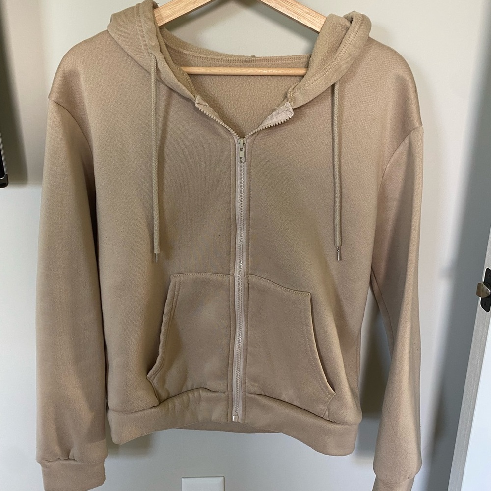 Tan Zip-Up Hoodie